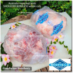 Lamb collar SHOULDER BONELESS Australia frozen steak cuts 1cm 3/8" (price/pack 600gr 4-5pcs) brand Wammco / Midfield / WhiteStripe